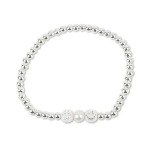 Smile & Pearl Metal Bead Bracelet