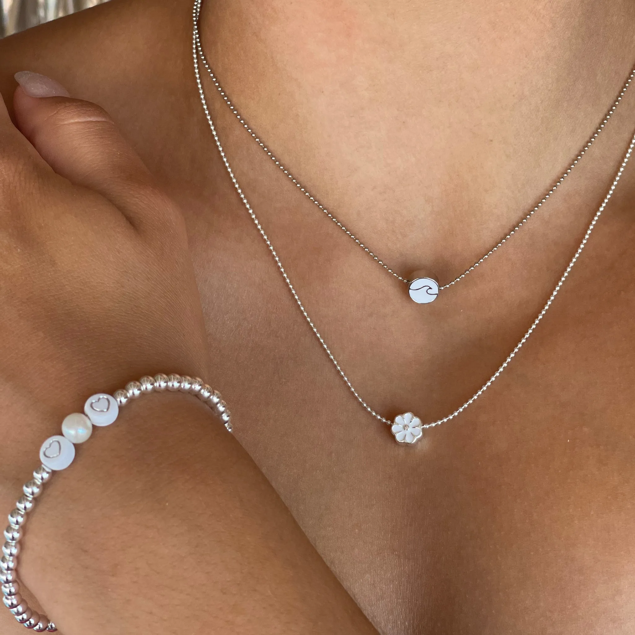 Smile & Pearl Metal Bead Bracelet