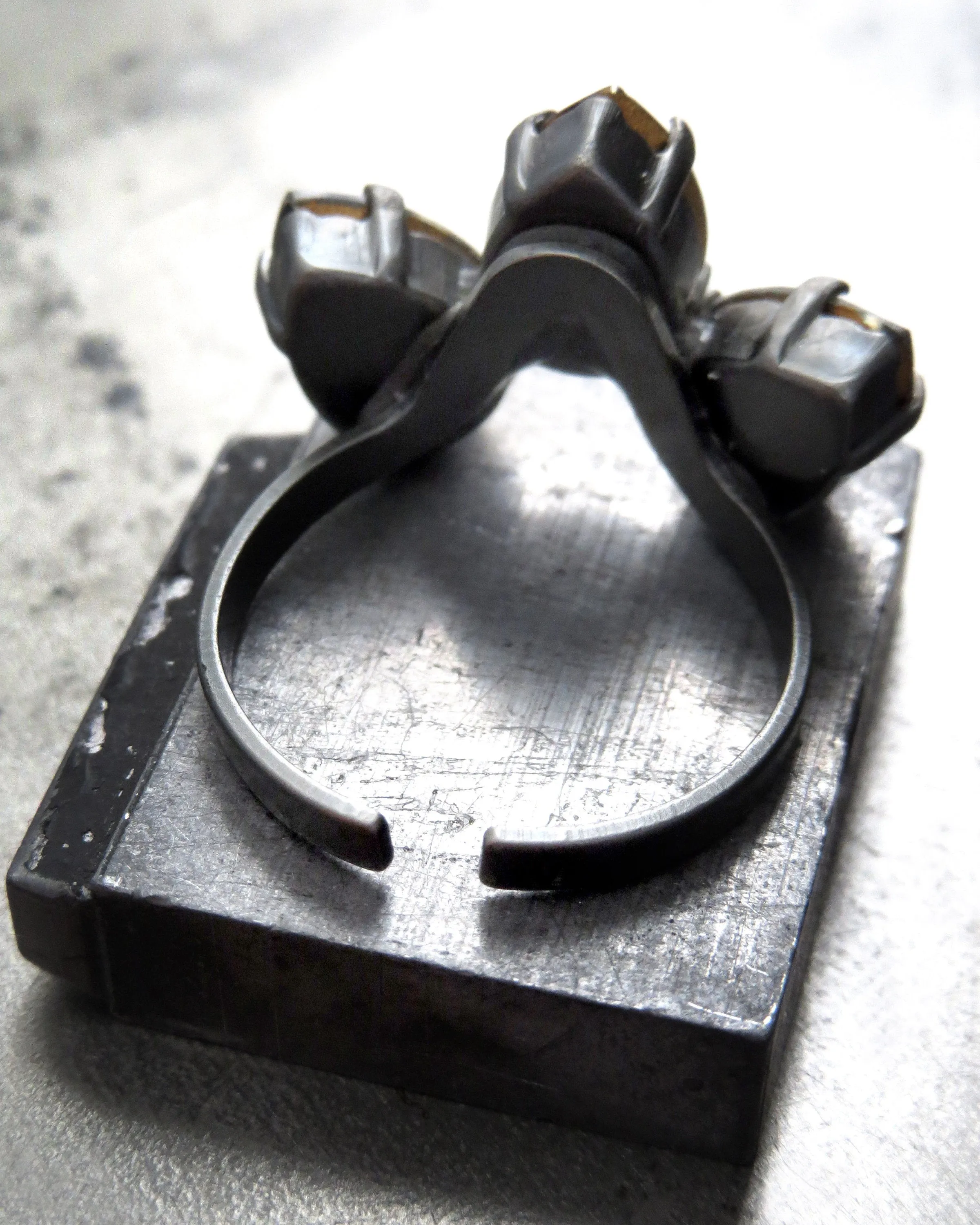 SMOLDER - Black Diamond Teardrop Trio Clear Crystal Ring