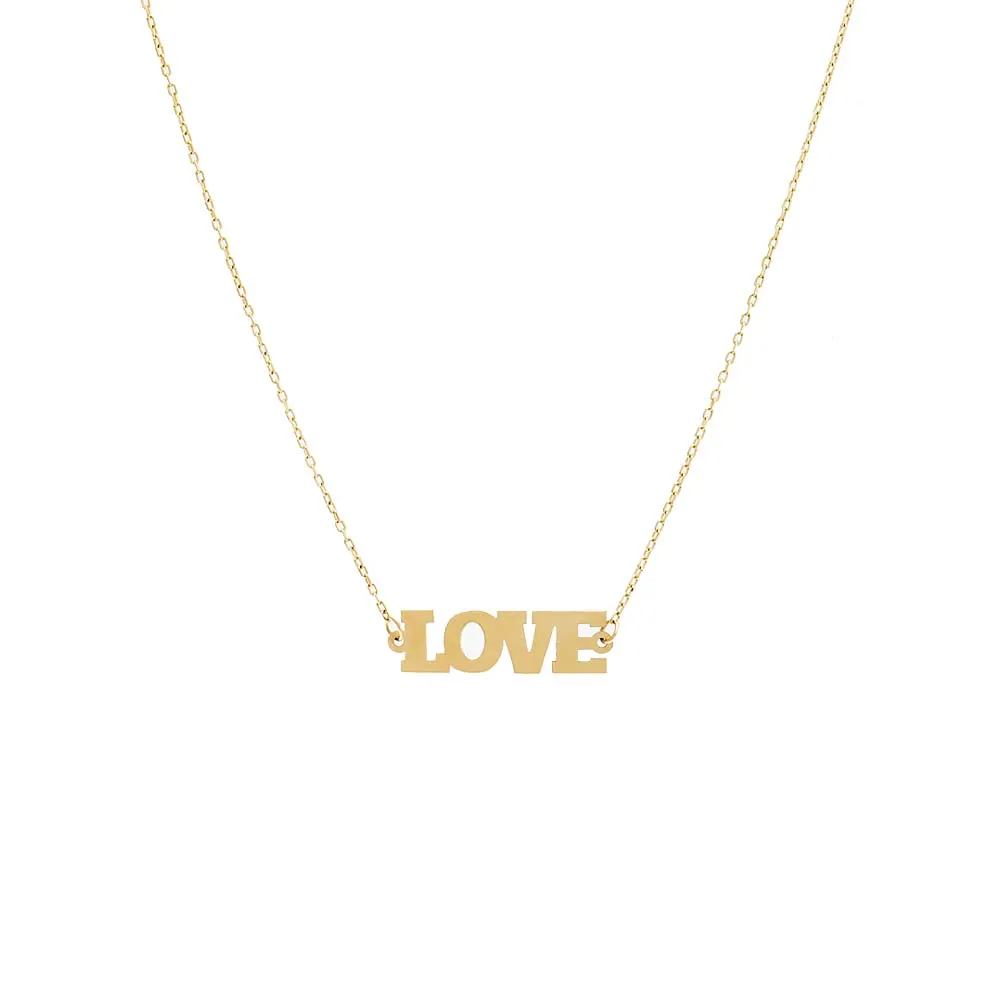 Solid Love Nameplate Necklace 14K