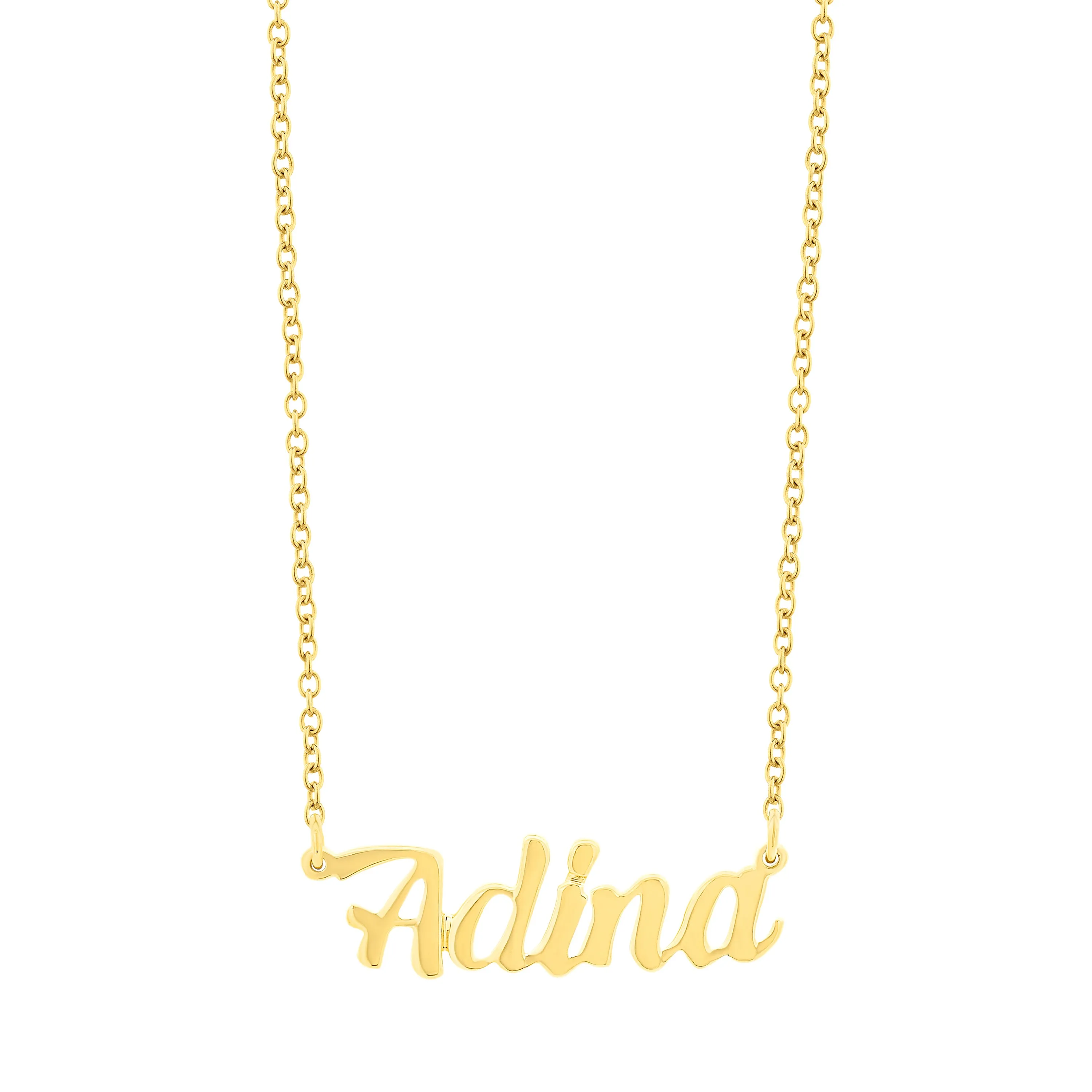 Solid Script Nameplate Necklace 14K