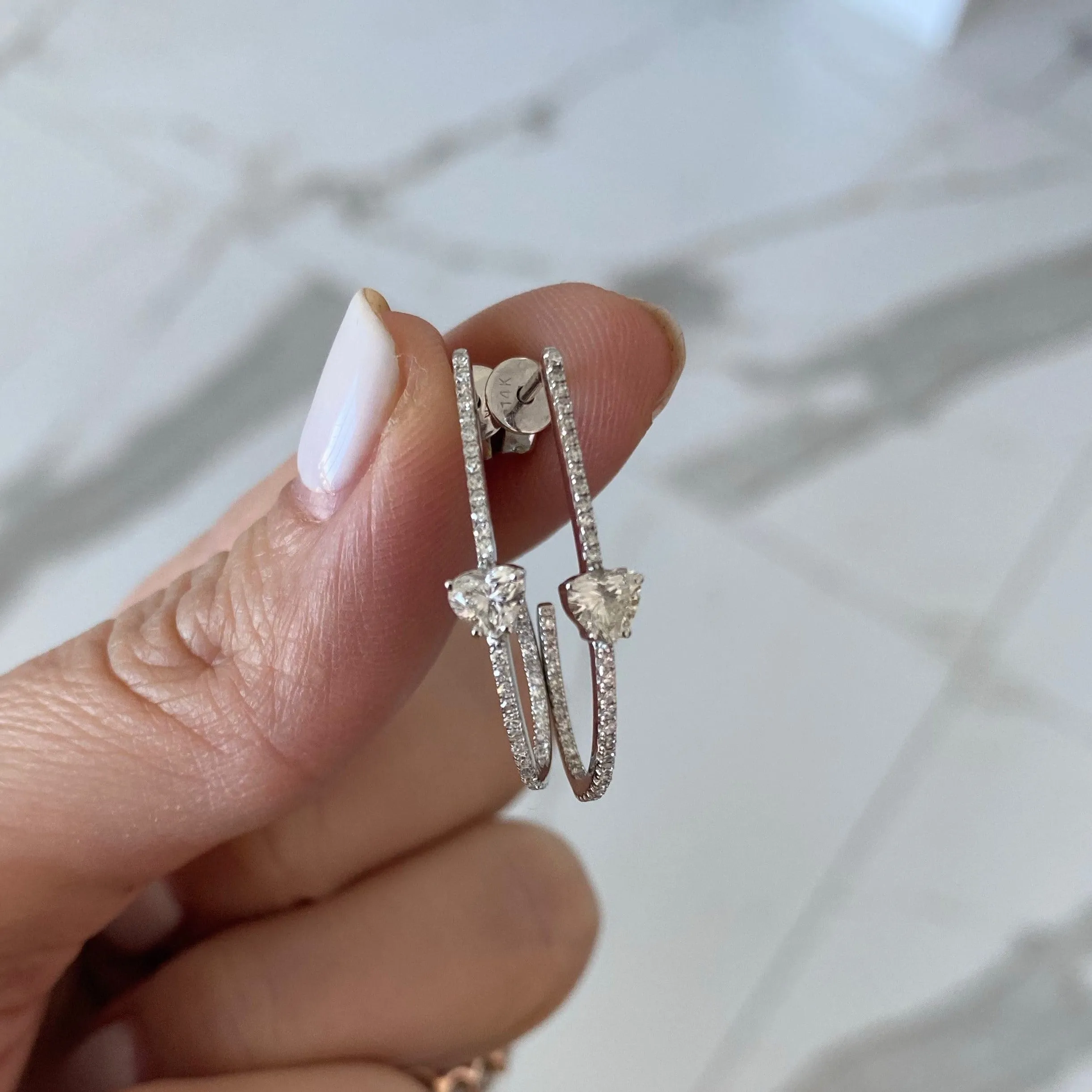 Solitaire Diamond Pave Hoop Earrings