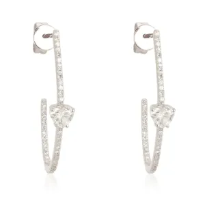 Solitaire Diamond Pave Hoop Earrings