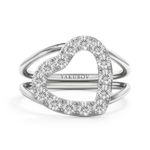 Sparkling Open Heart - Design Ring- Real Natural Diamonds