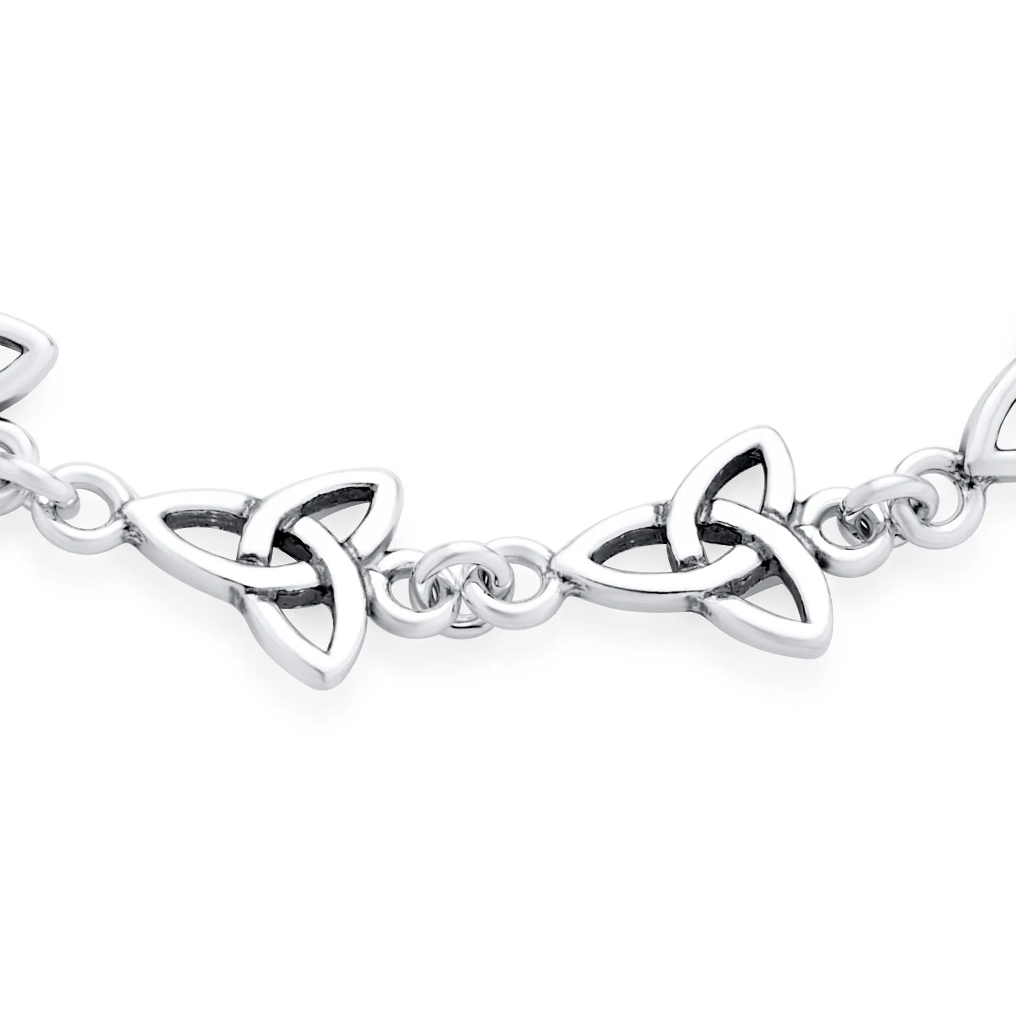 Spiritual Chain Link Bracelet Celtic Triquetra Trinity Sterling Silver Jewelry
