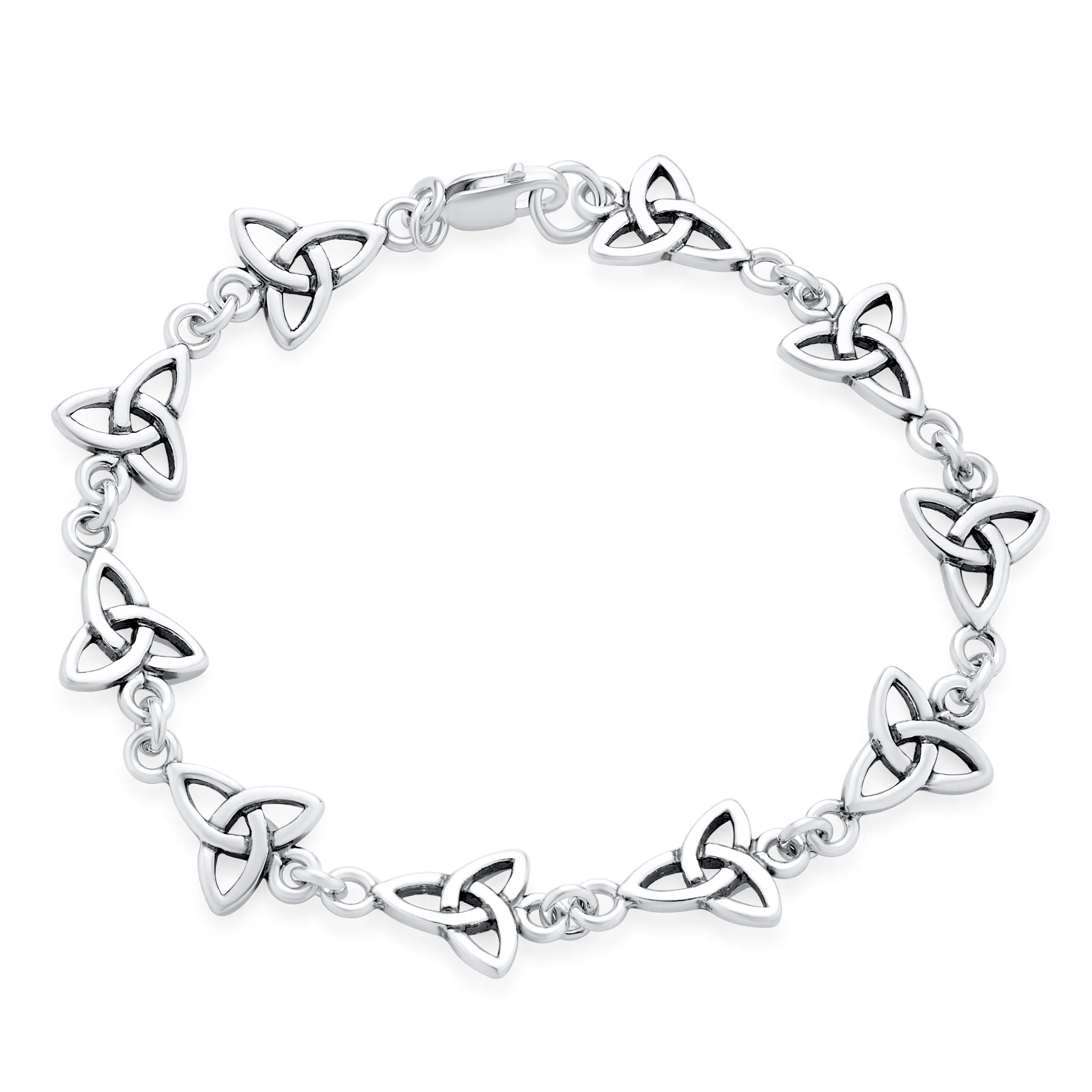 Spiritual Chain Link Bracelet Celtic Triquetra Trinity Sterling Silver Jewelry