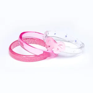SPR24- Bow Fancy Satin Pink Bangles