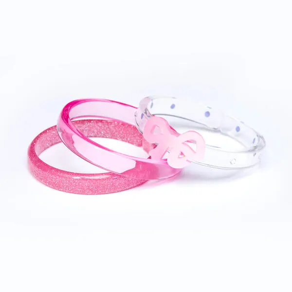 SPR24- Bow Fancy Satin Pink Bangles