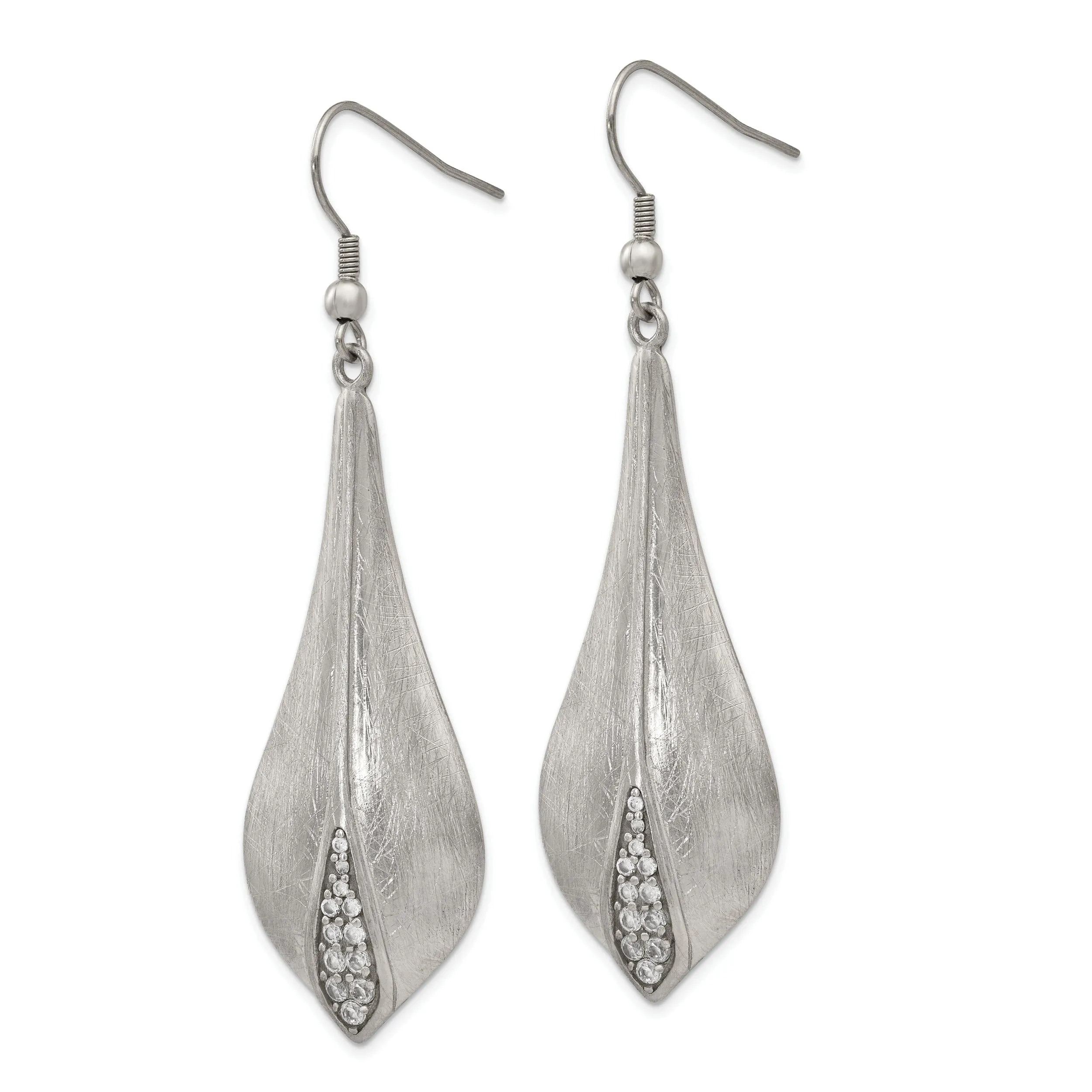 Stainless Steel Brushed Shepherd Hook Earrings