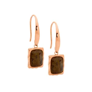 Stainless Steel Rose Gold IP Plated Labardorite Drop Earrings SE263R