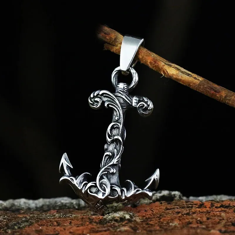 Stainless Steel Simple Classic Fashion Anchor With Pattern Cross Antique Pendant Girl Short Long Chain Necklaces Jewelry For Men