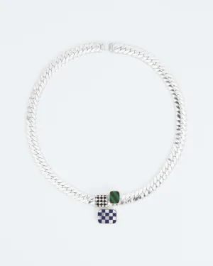 Statement chain necklace with composition of three mosaics