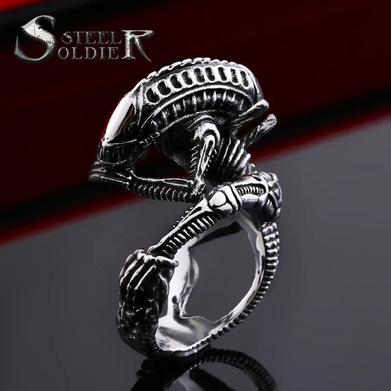 Steel soldier movie style Alien ring stainless steel good detail men ring titanium steel jewelry