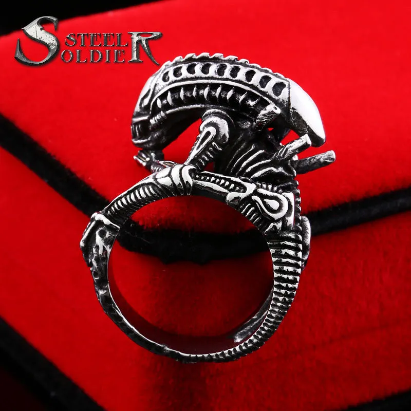 Steel soldier movie style Alien ring stainless steel good detail men ring titanium steel jewelry