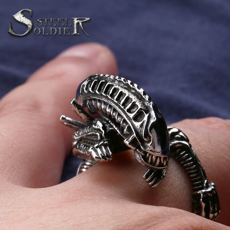 Steel soldier movie style Alien ring stainless steel good detail men ring titanium steel jewelry