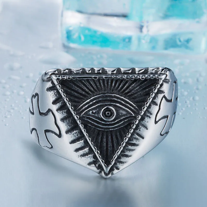 Steel soldier New Eye of Providence All-seeing Eye Ring Stainless Steel Cool Movie Ring For Man