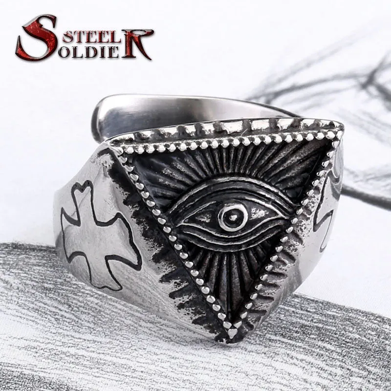 Steel soldier New Eye of Providence All-seeing Eye Ring Stainless Steel Cool Movie Ring For Man