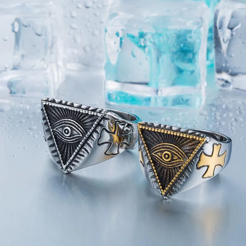 Steel soldier New Eye of Providence All-seeing Eye Ring Stainless Steel Cool Movie Ring For Man