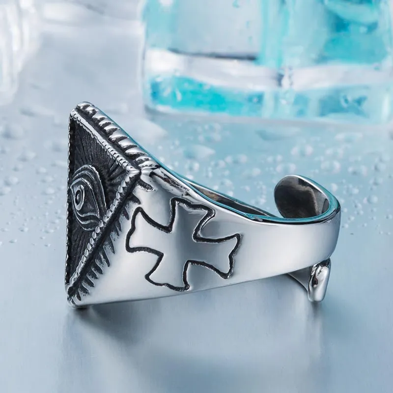 Steel soldier New Eye of Providence All-seeing Eye Ring Stainless Steel Cool Movie Ring For Man
