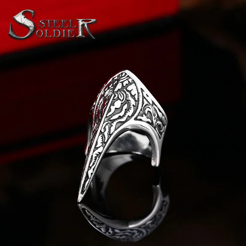 Steel soldier vintage Punk olecranon Ring menStainless Steel personality exqusite Jewelry Ring