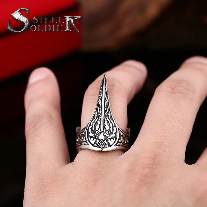Steel soldier vintage Punk olecranon Ring menStainless Steel personality exqusite Jewelry Ring