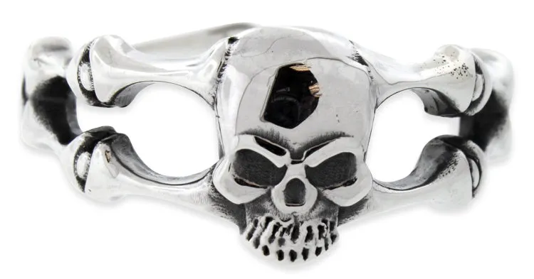 Sterling Silver Bones Connected Skull Ring