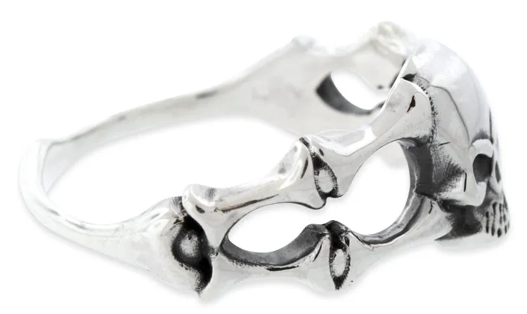 Sterling Silver Bones Connected Skull Ring
