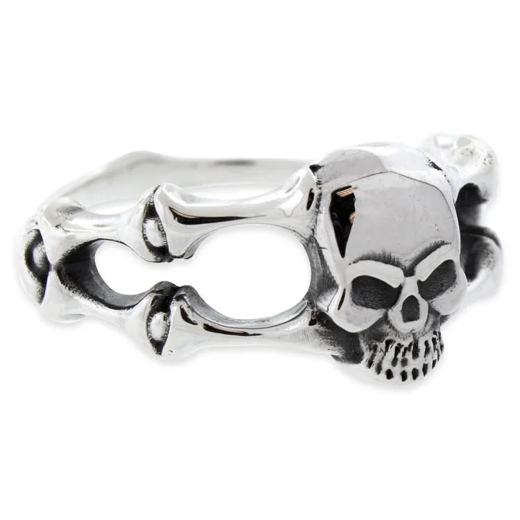 Sterling Silver Bones Connected Skull Ring