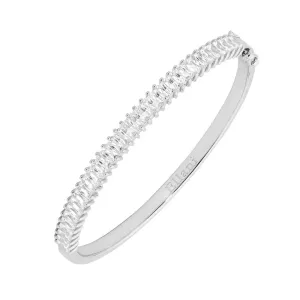Sterling Silver Cubic Zirconia Claw Set Baguette Bangle B227