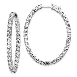 Sterling Silver CZ Oval Hoop Earrings