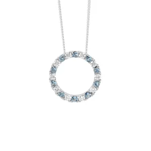 Sterling Silver Open Circle Pendant with Spinel & Cubic Zirconia P889S