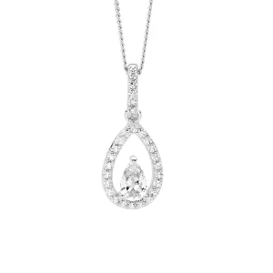 Sterling Silver Open Drop Pendant with Cubic Zirconia P890S