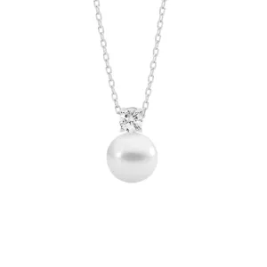 Sterling Silver Pendant with Cubic Zirconia and Freshwater Pearl P876S