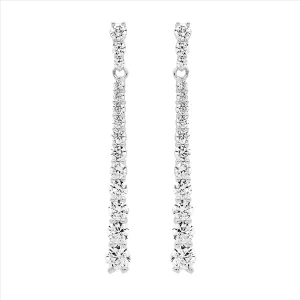 Sterling Silver Round Gradual Drop Earrings with Cubic Zirconias E557S