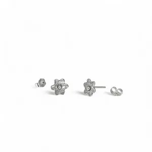 Sterling Silver Stud Flower Earrings