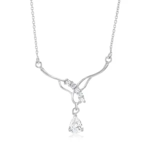 Sterling Silver Zirconia Fancy Pendant On Chain