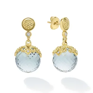 Studio 18K Gold Prasiolite and Diamond Drop Earrings
