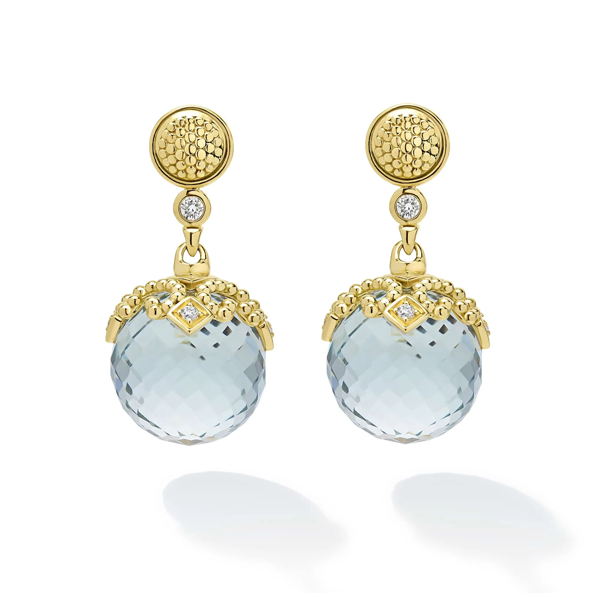 Studio 18K Gold Prasiolite and Diamond Drop Earrings