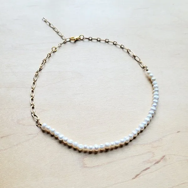 Suzanne Genuine Freshwater Pearl 18" Collar Necklace with Gold Chain