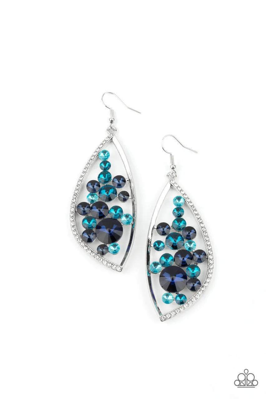 Sweetly Effervescent - Blue - Rhinestone Paparazzi Fishhook Earrings