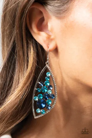 Sweetly Effervescent - Blue - Rhinestone Paparazzi Fishhook Earrings