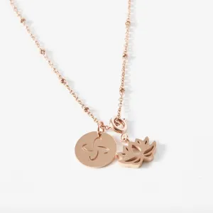 Tabono & Lotus Charm Ball Chain Necklace