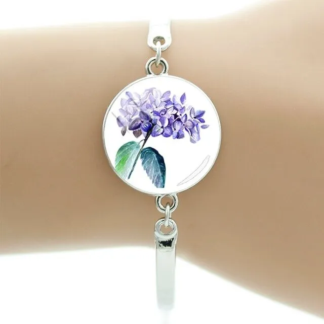 TAFREE Hyacinths Picture Bracelets Fashion Cuff Bracelet Hot Sale Glass Cabochon Dome Elegant mother women gift Jewelry FS48