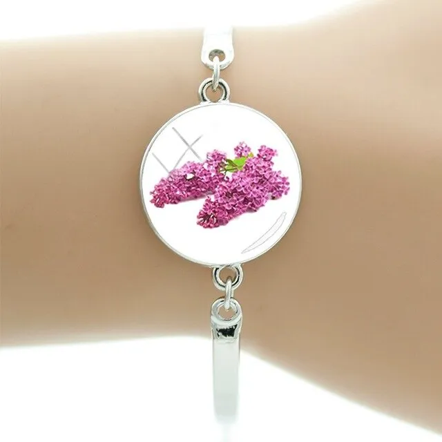 TAFREE Hyacinths Picture Bracelets Fashion Cuff Bracelet Hot Sale Glass Cabochon Dome Elegant mother women gift Jewelry FS48
