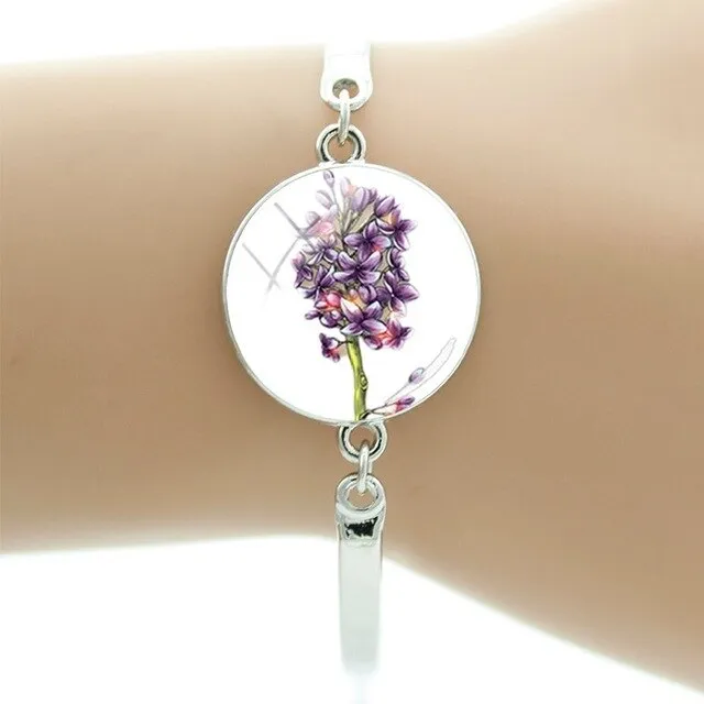 TAFREE Hyacinths Picture Bracelets Fashion Cuff Bracelet Hot Sale Glass Cabochon Dome Elegant mother women gift Jewelry FS48