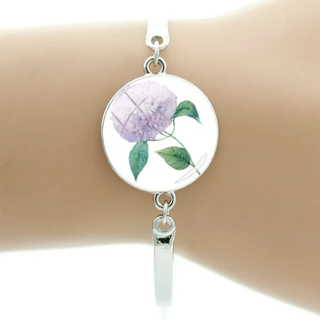 TAFREE Hyacinths Picture Bracelets Fashion Cuff Bracelet Hot Sale Glass Cabochon Dome Elegant mother women gift Jewelry FS48