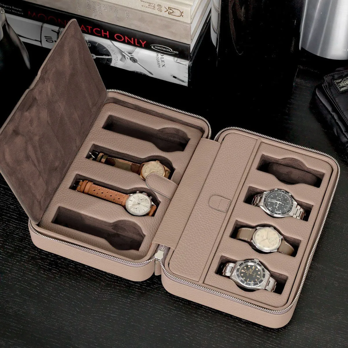 Taupe Luxury Leather Watch Box by JPM