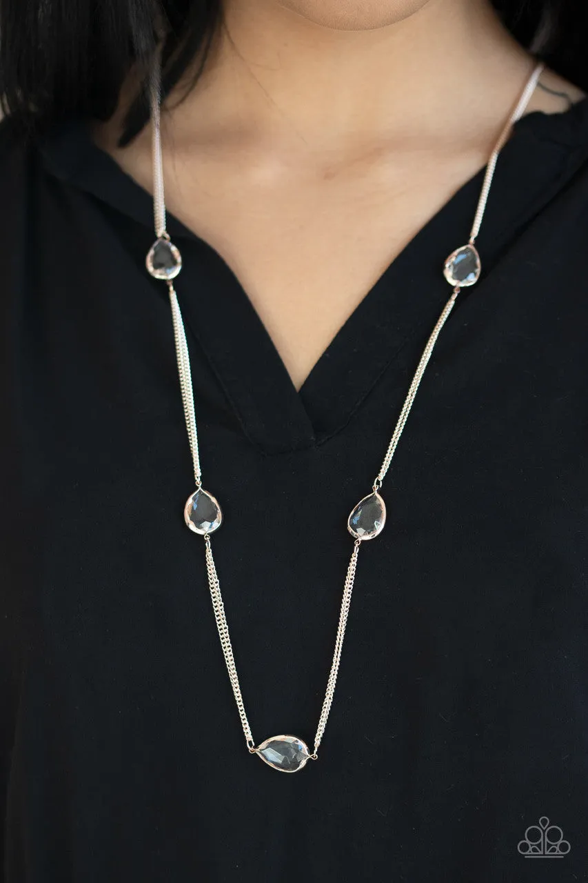 Teardrop Timelessness Rose Gold Paparazzi Necklace