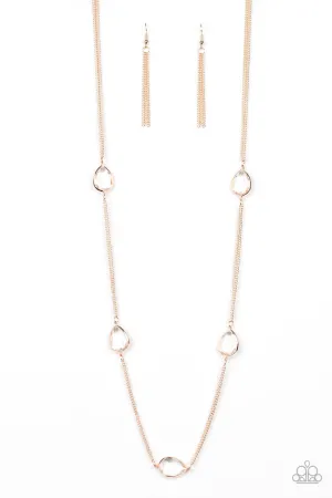 Teardrop Timelessness Rose Gold Paparazzi Necklace