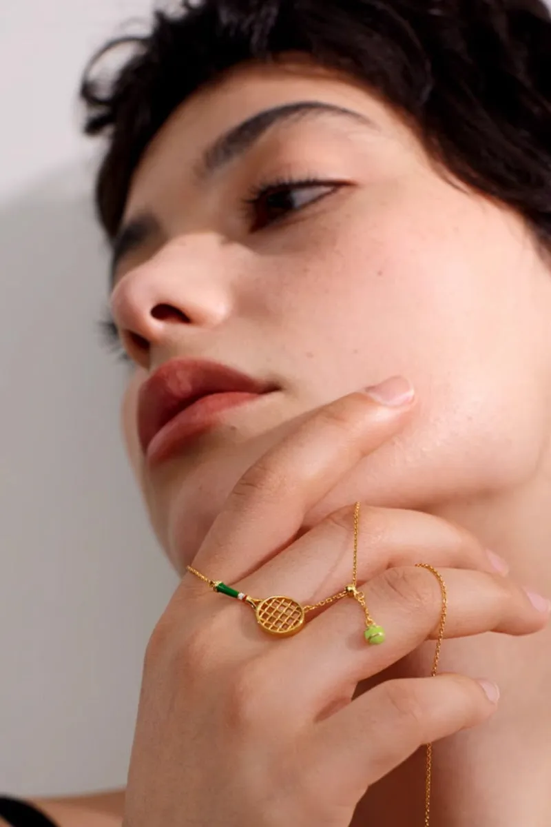 Tennis Racket & Ball Necklace